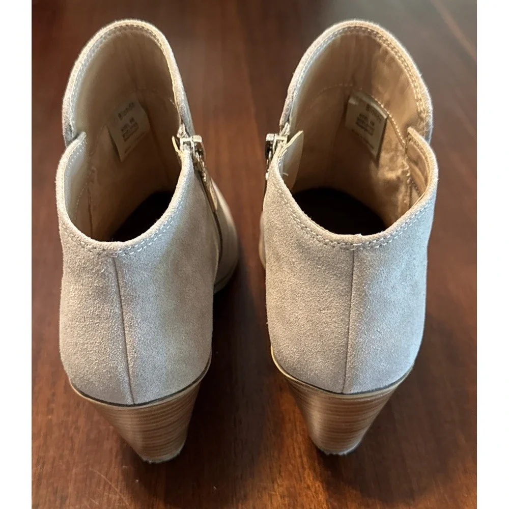 Blondo Noel Waterproof Suede Ankle Booties Taupe Womens 9M Block Heel